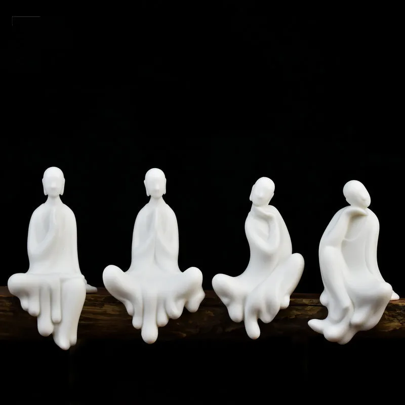 Креативные китайские керамические фигурки из белого нефрита ручной работы