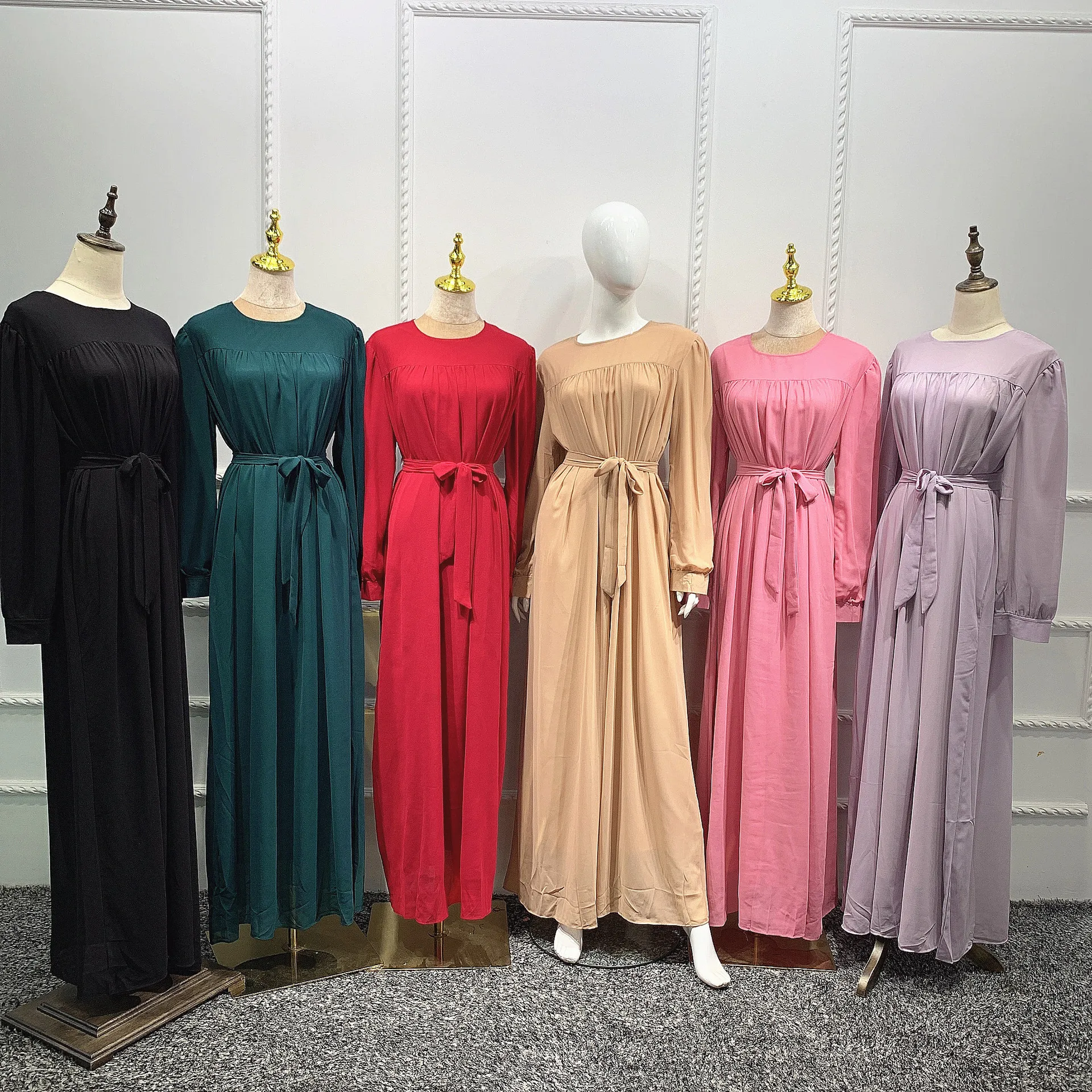 

Muslim Dress Middle East Islamic Ramadan Eid Dubai Abaya Turkey Belt Chiffon Long Dress Robe Muslim Fashion Robes Donsignet