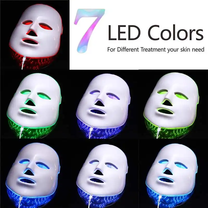7colors Light Photon Facial Mask Therapy 192 LED Skin Care Rejuvenation Wrinkle Acne Removal Face Beauty Spa UK/US/EU plug | Красота и