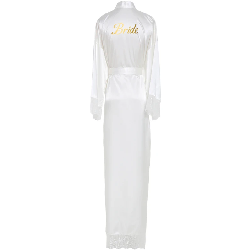 2022 New Silk Green Satin Lace Robes White Bridesmaid Bride Robes  Bridesmaid Robes Wedding  Long Robe  Bathrobe