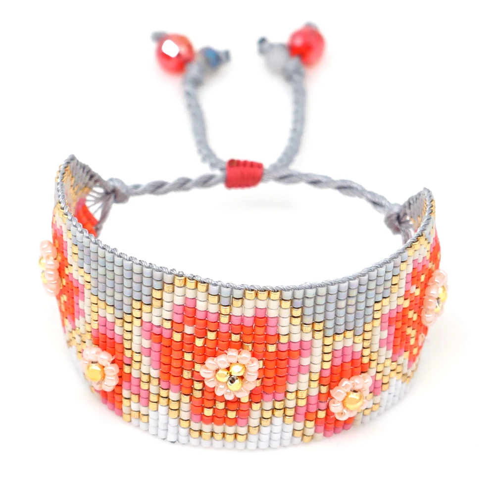 Go2boho MIYUKI браслет, ювелирные изделия в виде цветка, женские браслеты, женские браслеты,, браслеты на манжетах, ручной работы, тканые, богемные, модные, летние, морские