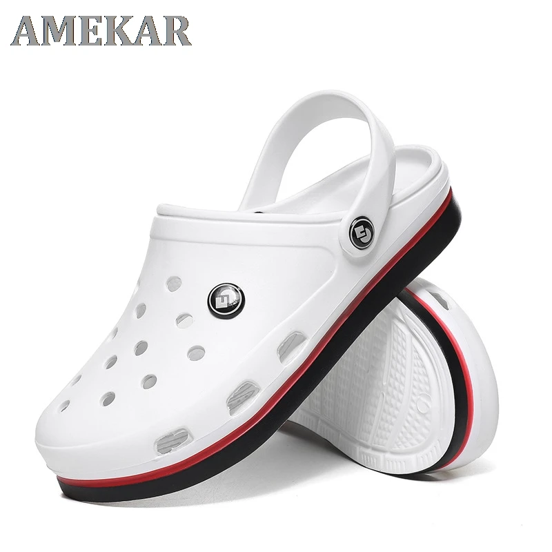 

2021 New Fashion Sandals Men Clogs Slippers Soft Bottom Beach Sandals Men Clog Sandals Comfortable Breathable Ankle-Wrap EVA