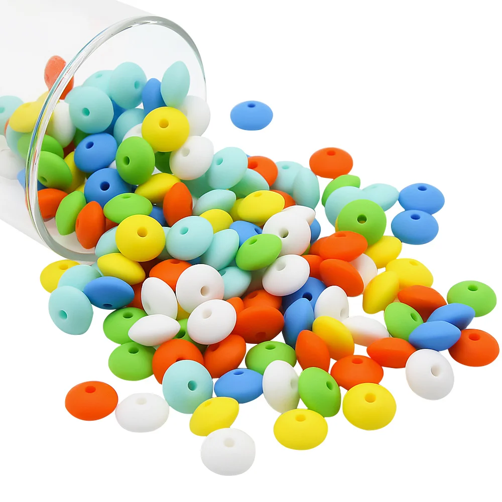 Cute-idea 500pcs Food Grade Silicone Lentil beads 12mm  DIY Baby Pendant Necklace Baby Teether children's products toy