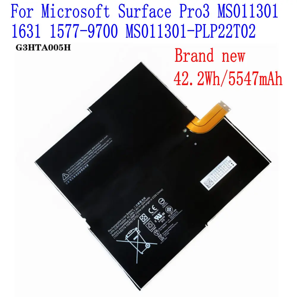 

Совершенно новый 42,2 Втч/5547 мАч G3HTA005H G3HTA009H Аккумулятор для Microsoft Surface Pro3 MS011301 1631 1577-9700