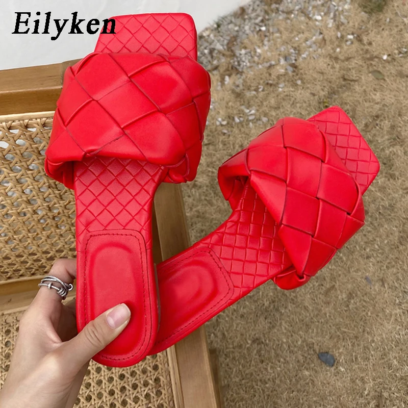 Eilyken/пикантные тапочки на плоской подошве со змеиным принтом и квадратным носком