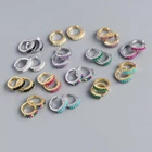 Серьги-кольца женские прямоугольные из серебра 925 пробы