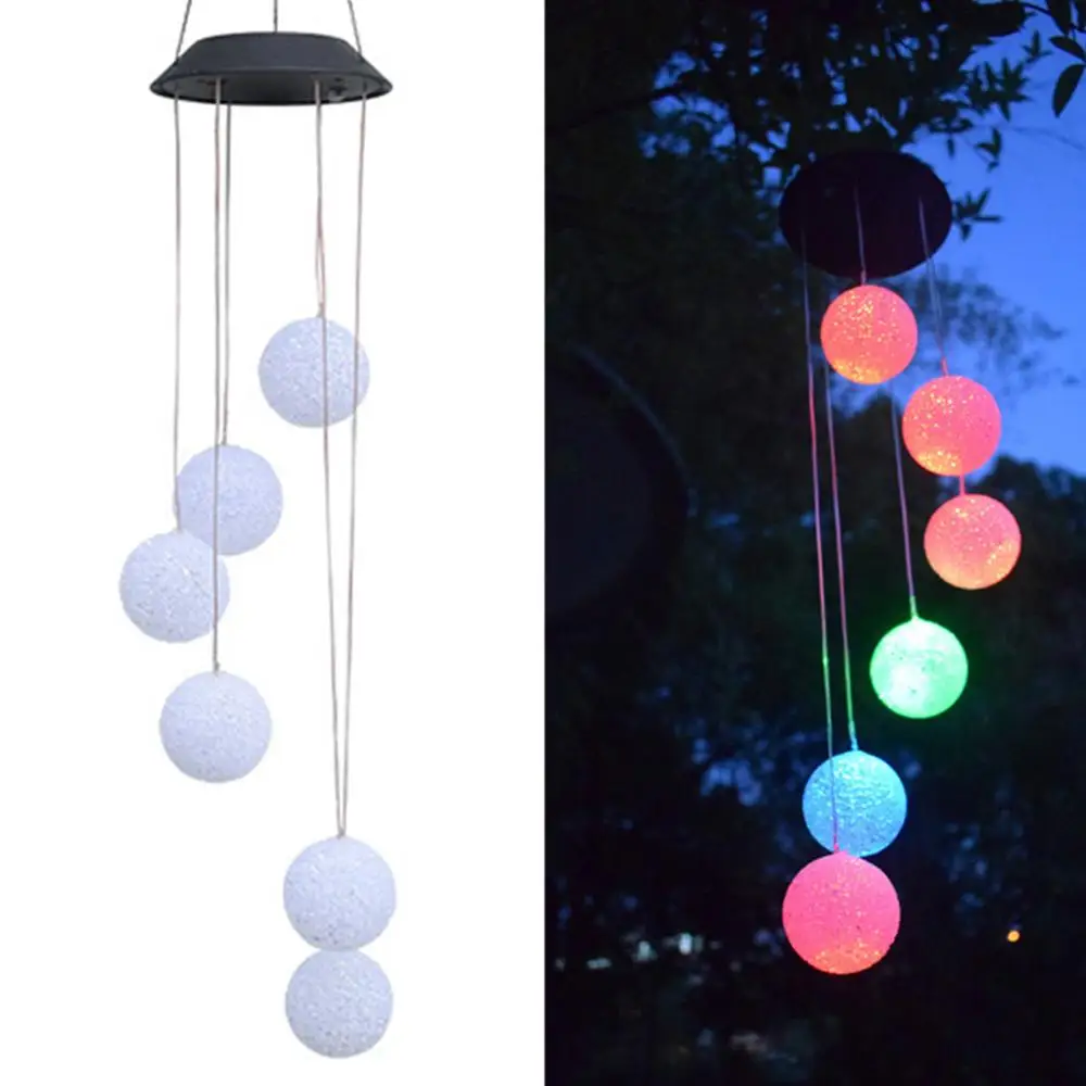 7 цветов солнечный светильник наружный светодиодный ветряной колокольчик