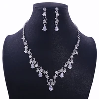 floralbride crystal rhinestone cubic zirconia wedding jewelry set bridal cz necklace earring set women jewelry bridesmaids