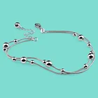 Женский классический браслет из серебра 925 пробы, Минималистичная цепочка с бусинами на лодыжке 27 см, летние женские пляжные сандалии, ювелирные изделия