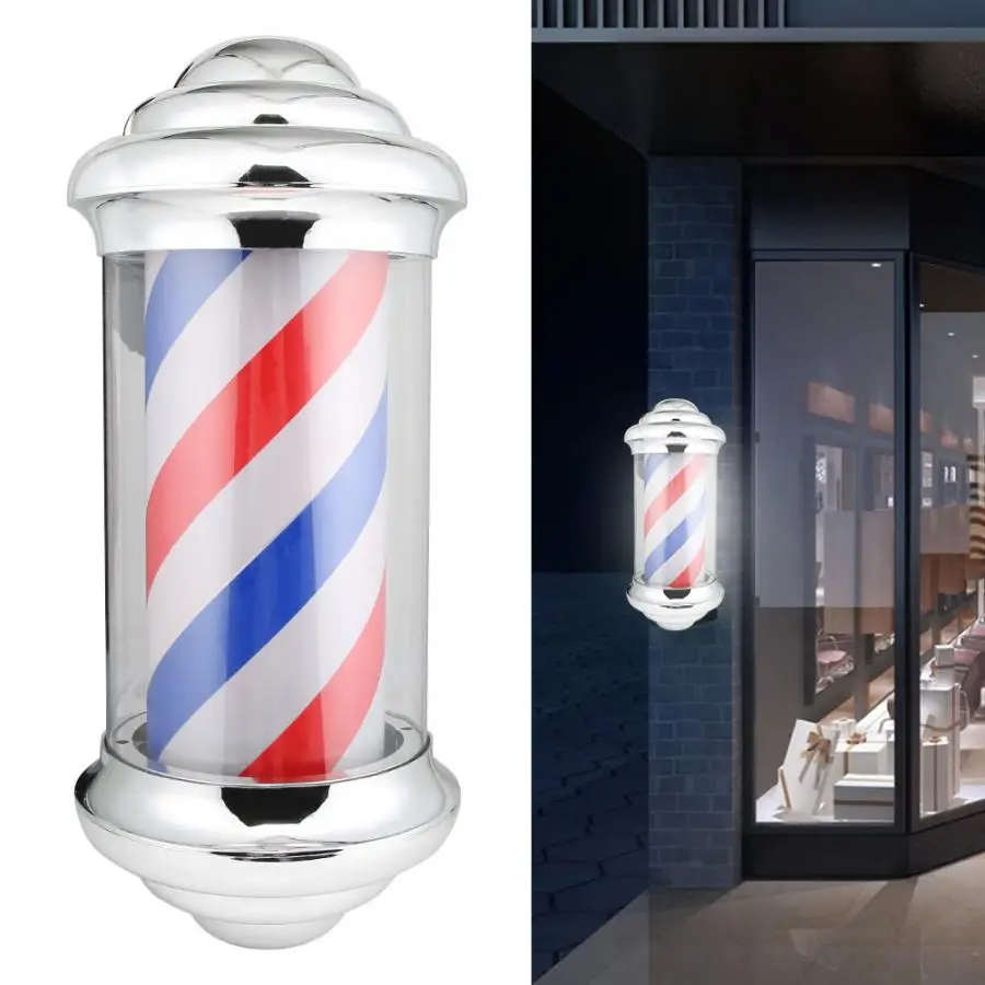 50 см/19 7 дюймов Парикмахерская стойка красный белый синий вращающийся светильник