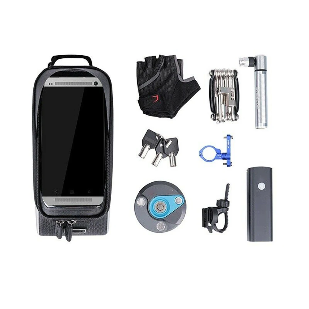 

Rainproof Bicycle Bag Frame Front Top Tube Cycling Bag Phone Case Touchscreen Bag Designed With Earphone MTB Bike Accessories