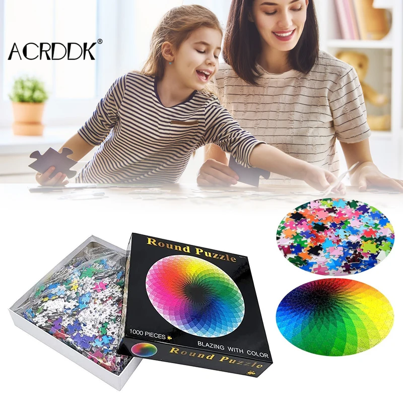 

1000pcs Puzzle Rainbow RGB Palette Round Puzzle Color Challenge Jigsaw Puzzles for Adults and Kids DF
