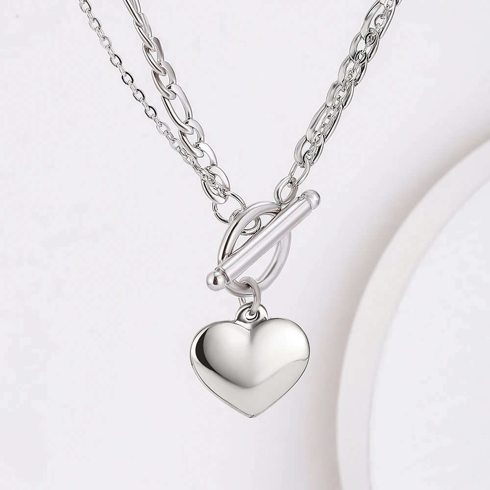 

Women's Stainless Steel Love Heart Pendant Necklaces Trend Jewelry 2022 New Neck Chain Necklace For Women