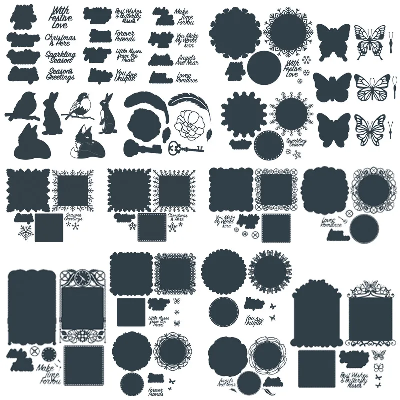 

Metal Cutting Dies Square Circle Frame Rabbits Words Scrapbooking For DIY Card Album Making New Crafts Stencil 2020