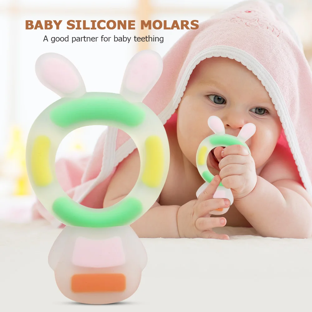 

Silicone Teether Animal Shape Baby Teether Food Grade Ring Teething Toys Ring Pendant Oral Care Toy Gift Nursing Accessories