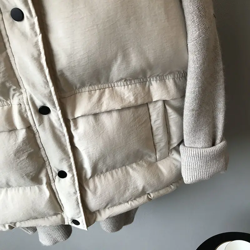 Plus Size Winter Coat Women Short Thick Loose Outer Wear Fashion Solid Color Vest All-Matching Korean Style Cotton-Padded Jacket