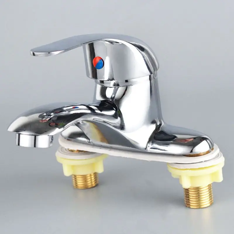 

Bathroom Sink Faucet Chrome and Spray Shower Head Deck Mounted Basin Mixer Taps