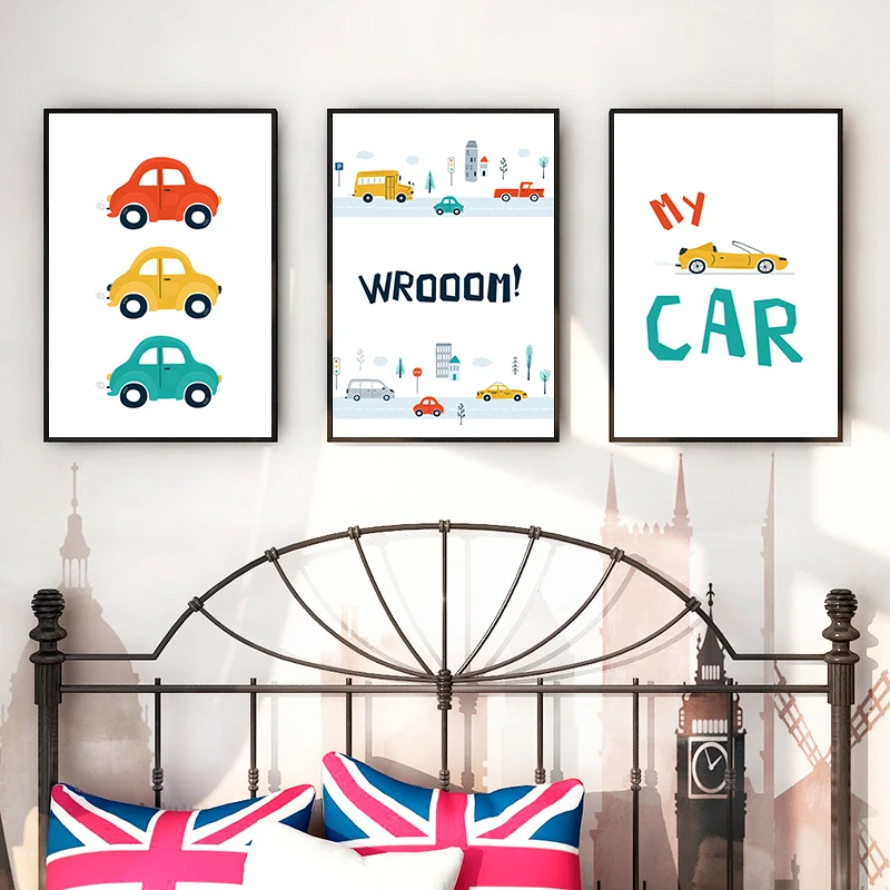 

Cartoon Toy Car Poster Driver Club Canvas Painting Boy Car Print Nursery Poster Nordic Kids Room Decoration Wall Pictures