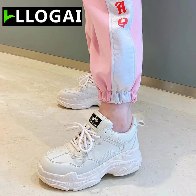 

LLOGAI New Sneakers Women Fashion Thick Bottom Womens Platform Sneakers Spring Autumn Shoes Woman Casual Shoes Zapatos De Mujer
