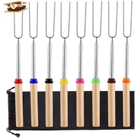 marshmallow roasting sticks telescoping marshmallow skewers hot dog forks with wooden handle storage bag