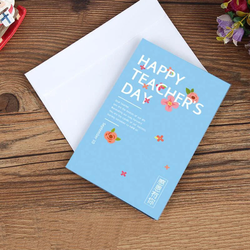 

10pcs/lot New Creative Teacher's Day Blessing Card Bronzing Letter Printing Paper Floding Card 10.5*17.5cm