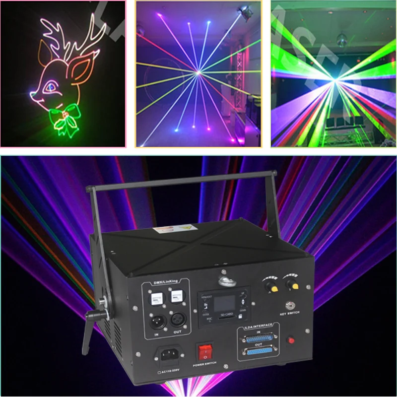 ILDA Pc управление RGB Полноцветный анимацией лазер для сцены огни для KTV Рождество