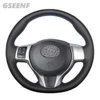 diy steering wheel cover hand stitched black genuine leather car steering wheel covers for toyota yaris 2018 2012