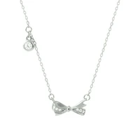 925 sterling silver pin new flash diamond bow pull simple personality design temperament niche clavicle chain neck chain