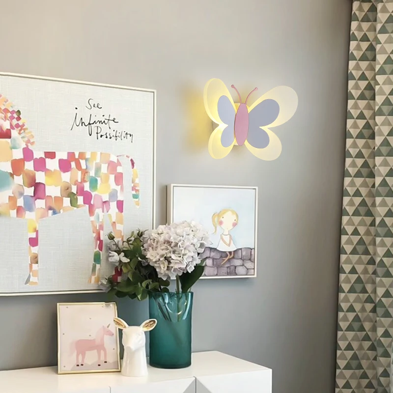 Лампа в виде бабочки для комнаты девочек необычная мультяшная энергосберегающая
