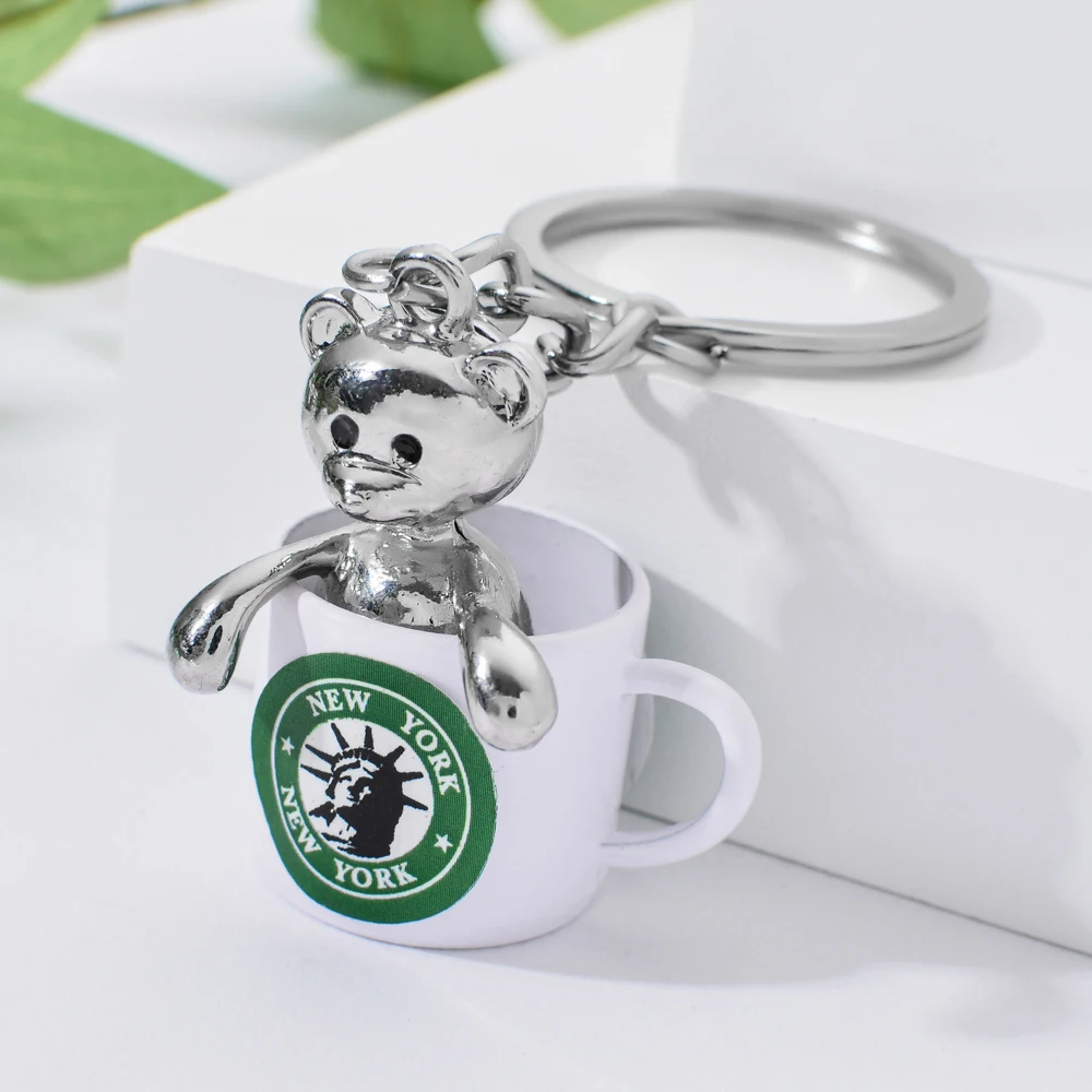 Vicney красочный брелок в виде чашки Нью-Йорка модный медведя для друзей новый стиль