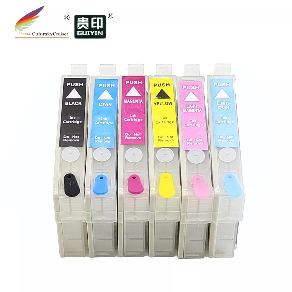 

(RCE811-816) refillable refill ink cartridge for Epson T0811-T0816 81 Stylus 1410 R270 R290 RX590 RX610 bk/c/m/y/lc/lm