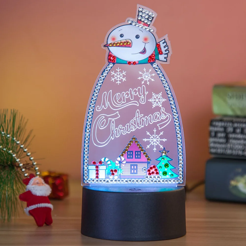 

Christmas Cartoons Animal LED Lamp Diamond Painting 5D Light Diamond Embroidery Colorful Seven lights Rhinestones Halloween Gift