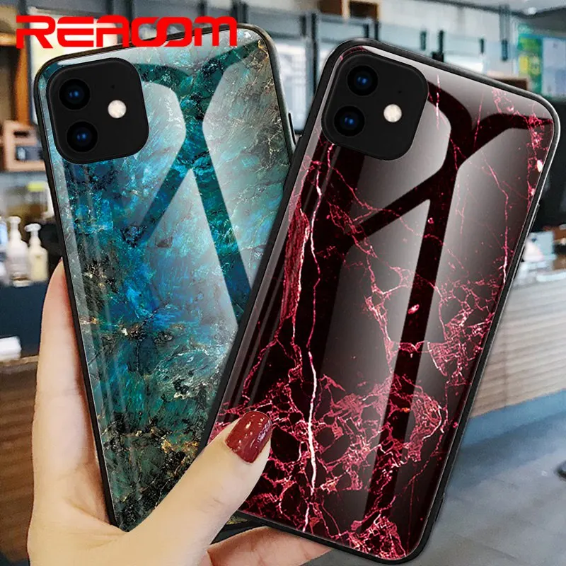 Роскошный стеклянный чехол для iPhone 11 Pro X XS XR Max с рисунком силиконовый защитный