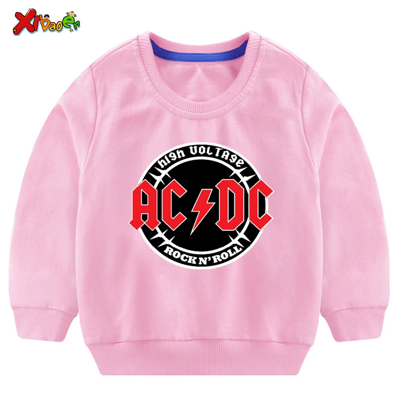 Свитера для маленьких мальчиков; Осенняя модная детская толстовка ACDC; белый Хлопковый пуловер для маленьких девочек; милый детский топ с длинными рукавами