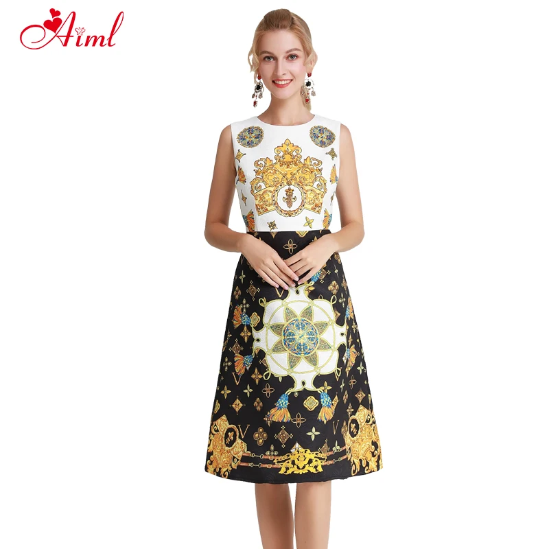 Женское жаккардовое приталенное платье миди без рукавов с принтом из бисера и