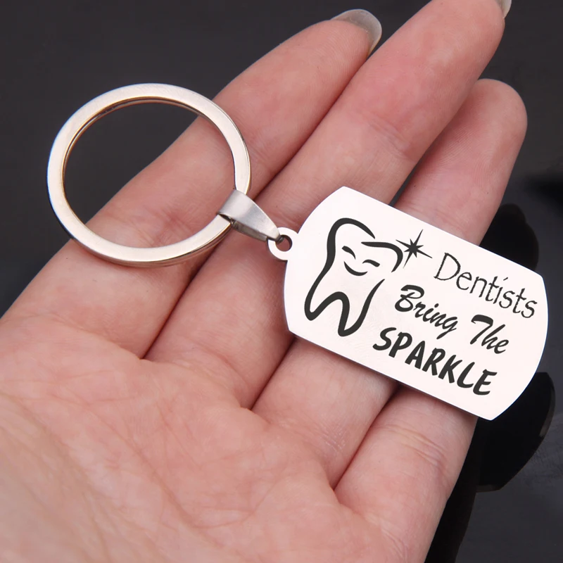 Брелок FLYANGEL с гравировкой держатель для ключей стоматологи сверкающий милый
