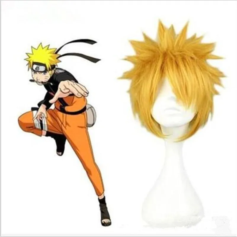 Парик удзумаки из аниме Наруто короткие пушистые ворсистые Многослойные волосы