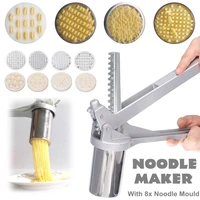 stainless steel manual noodle maker press pasta machine crank cutter fruits juicer cookware with 8 pressing noodle moulds making