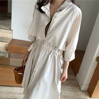 women classic single breasted windbreaker female fashion spring summer chic soft sungtin linen cotton sashes white trench coat