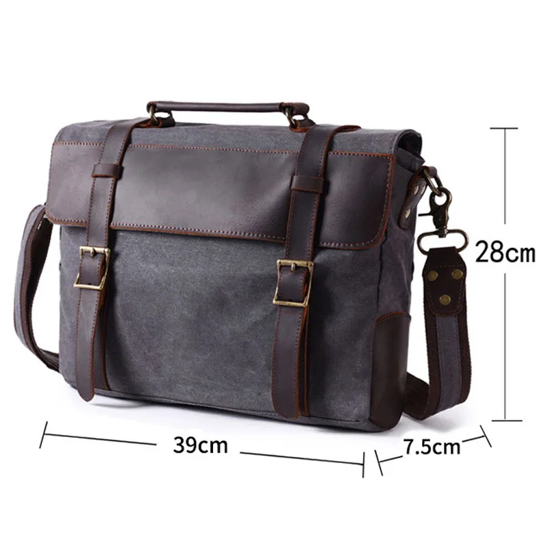 Винтажный кожаный холщовый портфель сумки мессенджеры мужской s сумка для