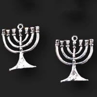 10pcs silver color judaism retro candlestick pendant diy charms bracelet earrings hanukkah jewelry crafts metal accessories