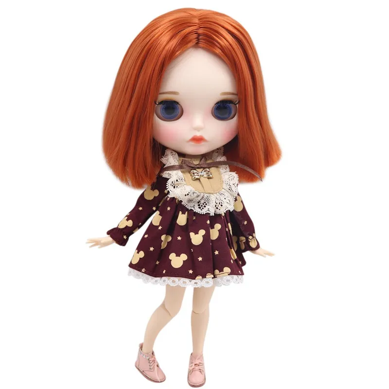 Кукла ICY DBS Blyth No. BL232 красновато коричневые волосы резные губы матовые