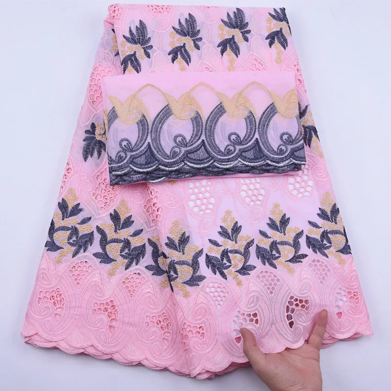 Африканская сухая хлопчатобумажная кружевная ткань 2020 черный 5 + 2 ярдов