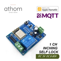 athom homekit and mqtt wifi relay module inching switch self locking interlock entry access gate control dc 5v 12v 8v 80v