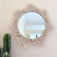 nordic boho decor macrame mirror tapestry wall hanging decorations dyed handcraft tassel tapestry background wall farmhouse