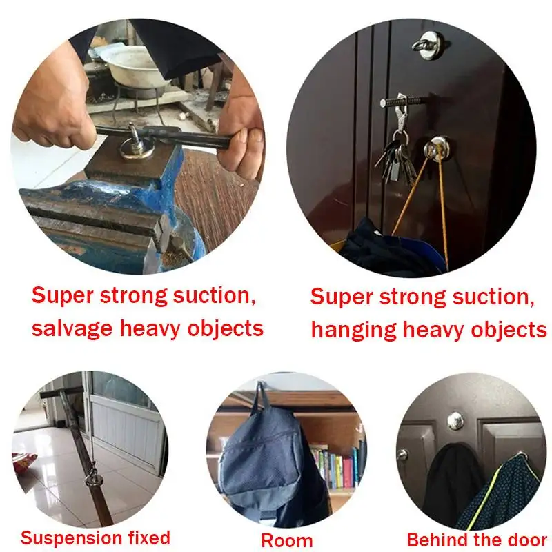 

600/500/300/200KG Strong Powerful Round Neodymium Magnet Hook Salvage Magnet Sea Fishing Equipment Holder Pulling Mounting Pot