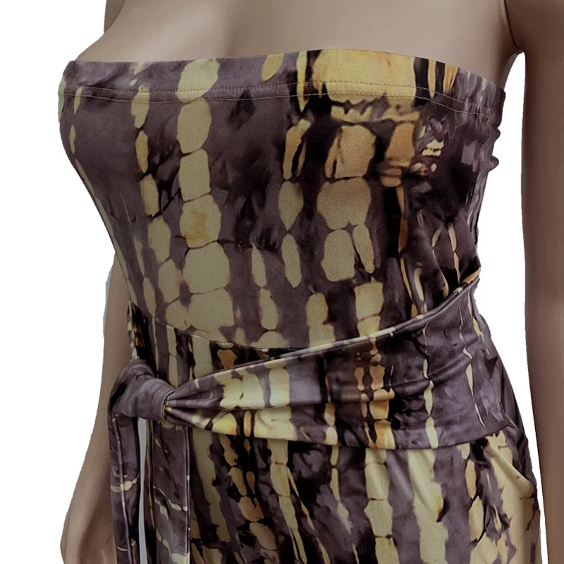 

Serpentine Print Bandage Jumpsuits for Women Sleeveless Bodycon One Piece Romper Elegant Long Plus Size Playsuits streetwear