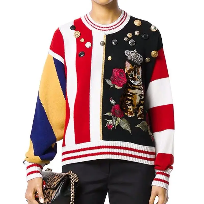 Runway Sweater Designer Luxury Pull Knitted Jumper Tops Ladies Pullovers Big Size Large Women Long Sleeve Couple Clothes | Женская