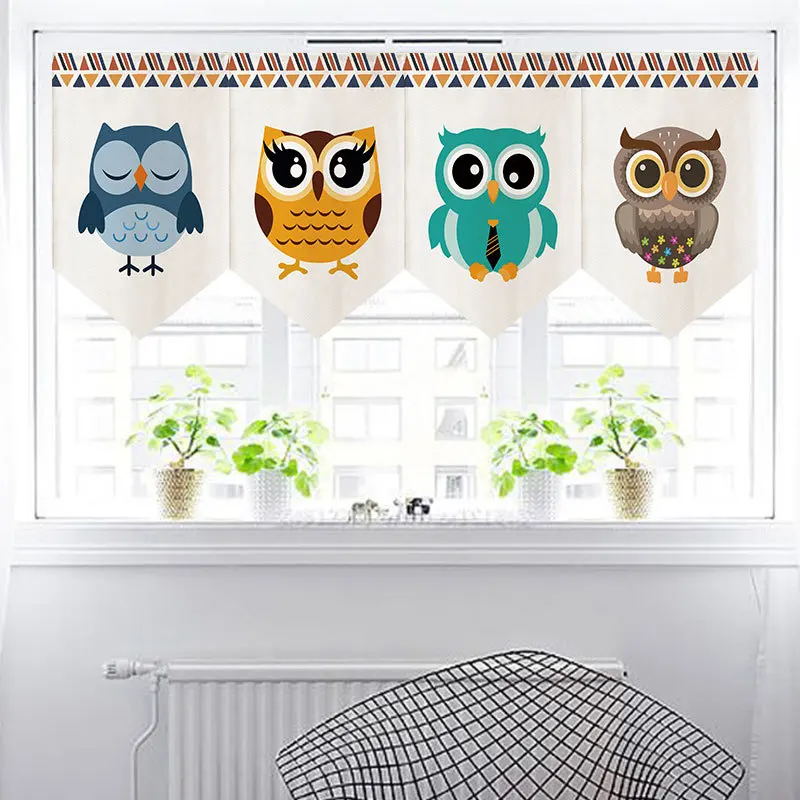

Cartoon partition flag curtain Japanese style triangle half curtain kitchen bedroom door curtain window curtain