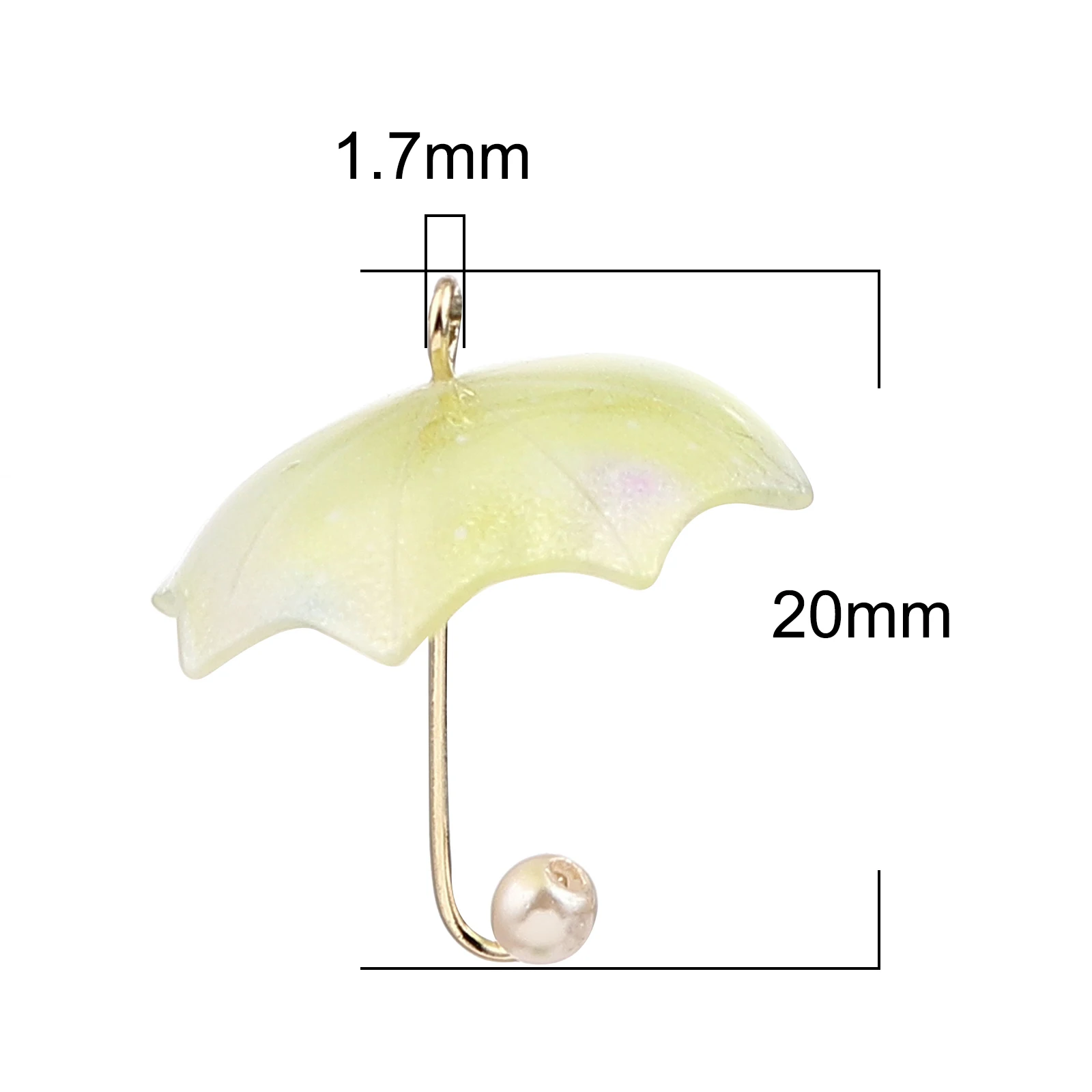 5 штук искусственный бриллиант из смолы зонтик сердечными амулетами цинковый